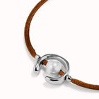 Pulsera de hilo marr&oacute;n con perla shell fornitura ba&ntilde;ada en plata de ley